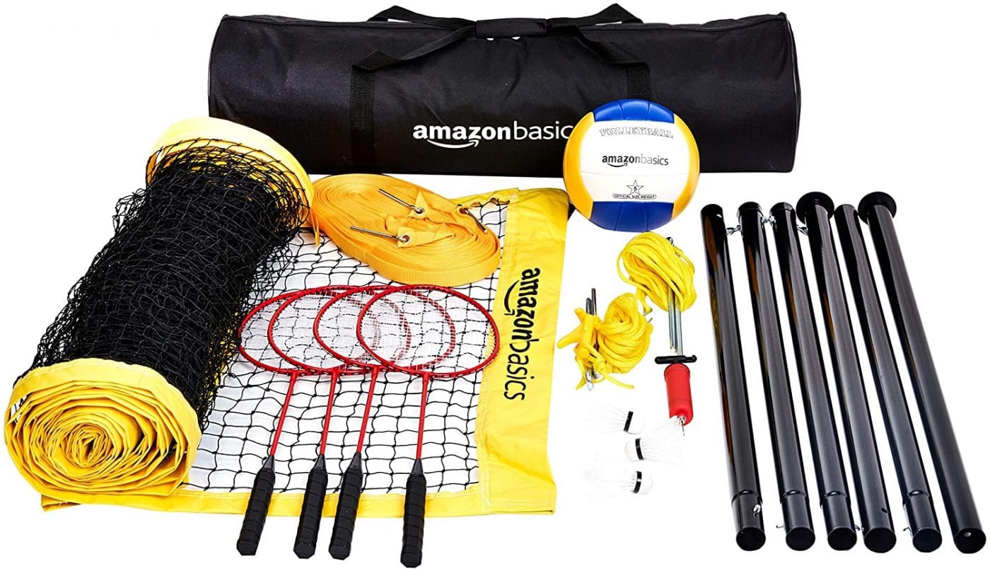 AMAZONBASICS OUTDOOR VOLLEYBALL AND BADMINTON COMBO SET REVIEW